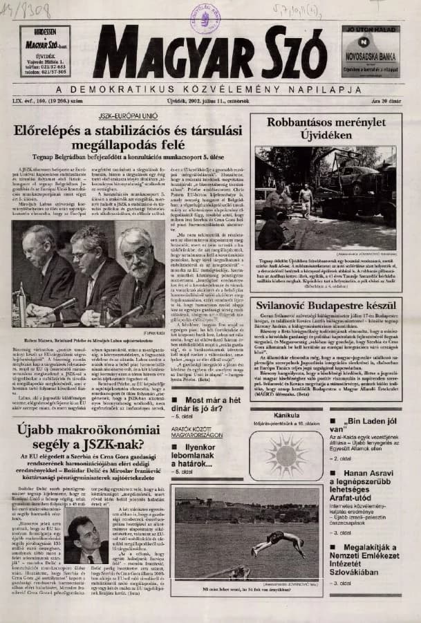 Magyar Szó, 59. évf. 2002. július 11. 160. sz. 1–16. oldal