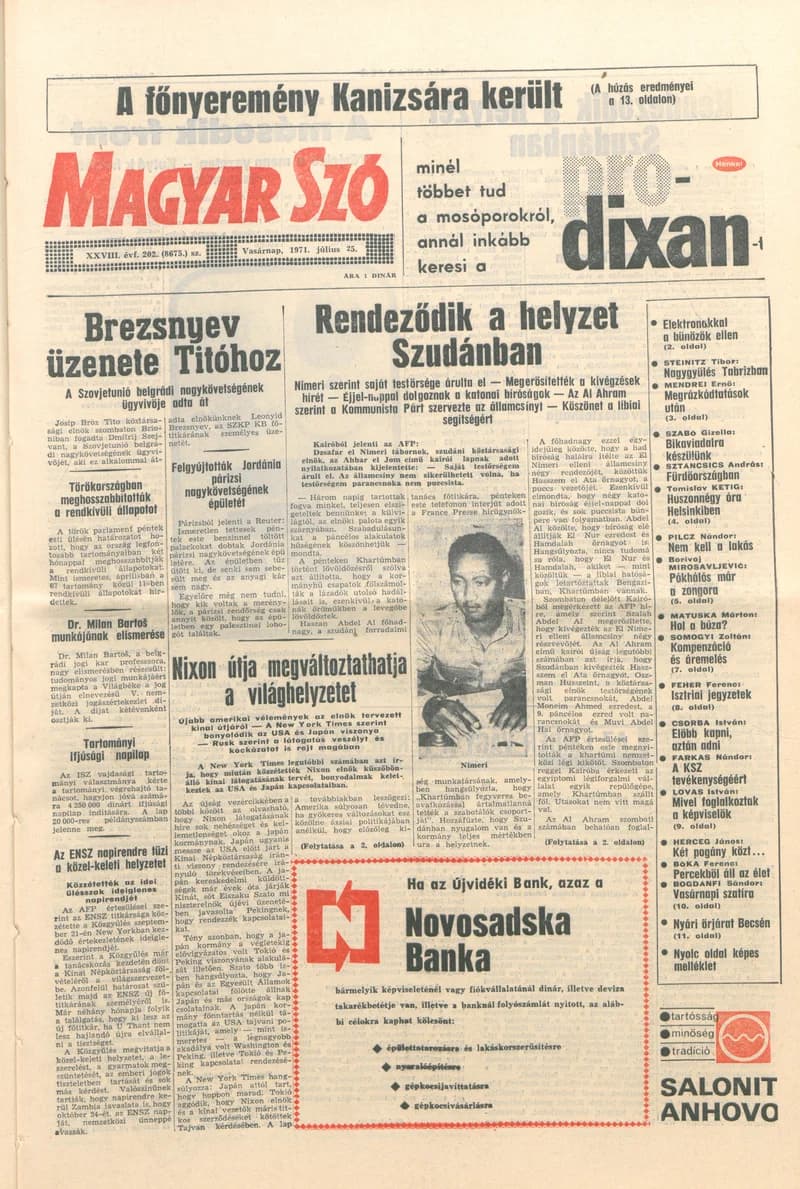 Magyar Szó, 28. évf. 1971. július 25. 202. sz. 1–32. oldal