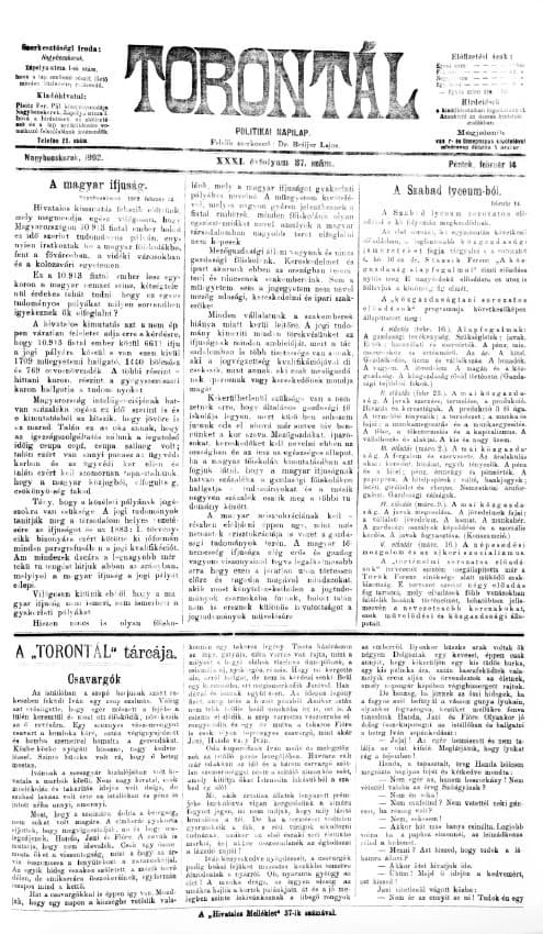 Torontál, 31. évf. 1902. február 14. 37. sz.