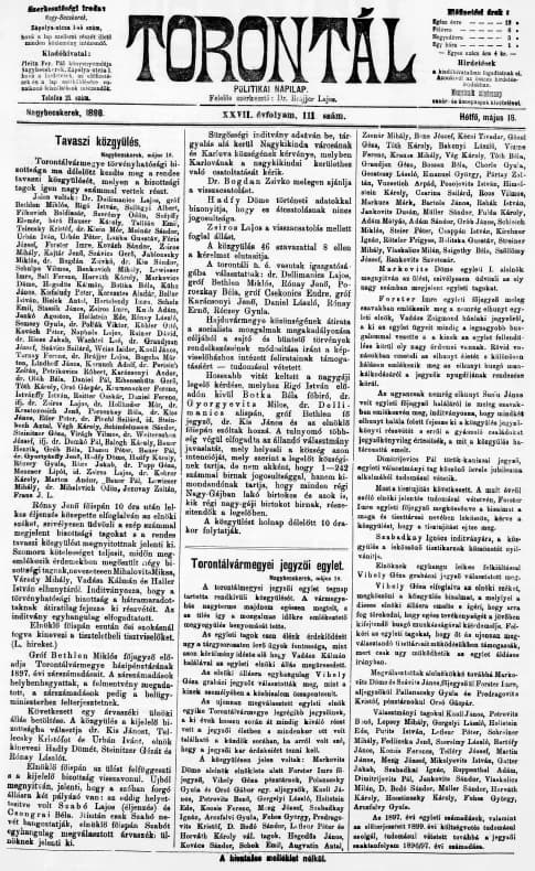 Torontál, 27. évf. 1898. május 16. 111. sz.