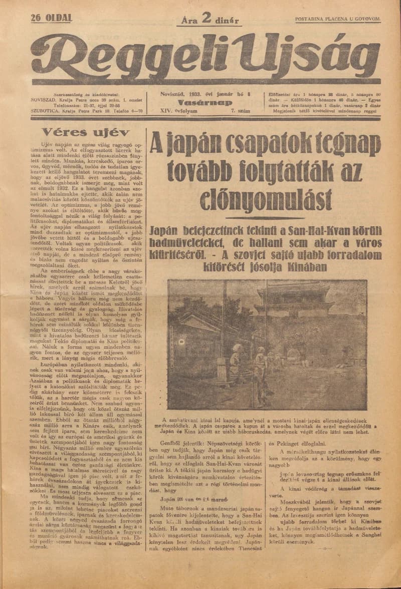 Reggeli Újság, 14. évf. 1933. január 8. 7. sz.