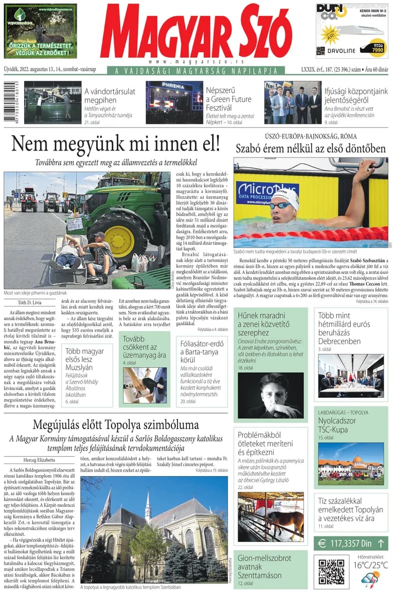 Magyar Szó, 79. évf. 2022. augusztus 13. – 14. 187. sz. 1–32. oldal