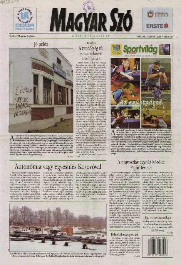 Magyar Szó, 63. évf. 2006. január 16. 10. sz. 1–12. oldal