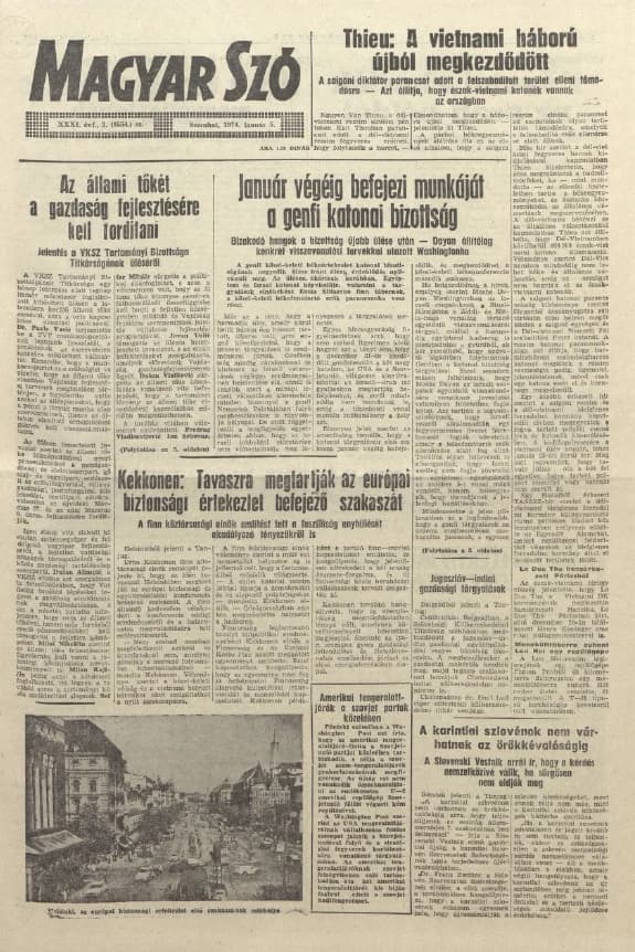 Magyar Szó, 31. évf. 1974. január 5. 3. sz. 1–20. oldal