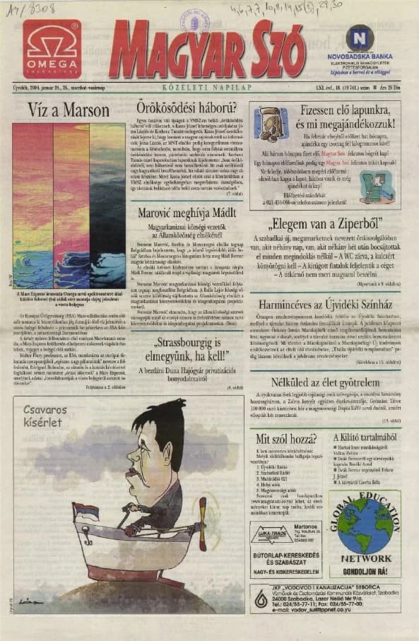 Magyar Szó, 61. évf. 2004. január 24. – 25. 18. sz. 1–36. oldal