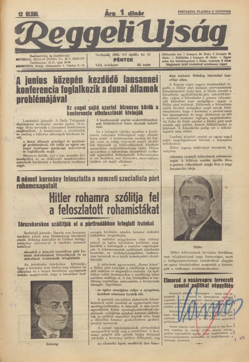 Reggeli Újság, 13. évf. 1932. április 15. 88. sz.