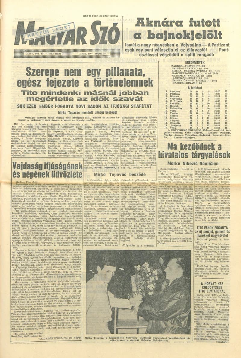 Magyar Szó, 24. évf. 1967. május 22. 137. sz. 1–16. oldal