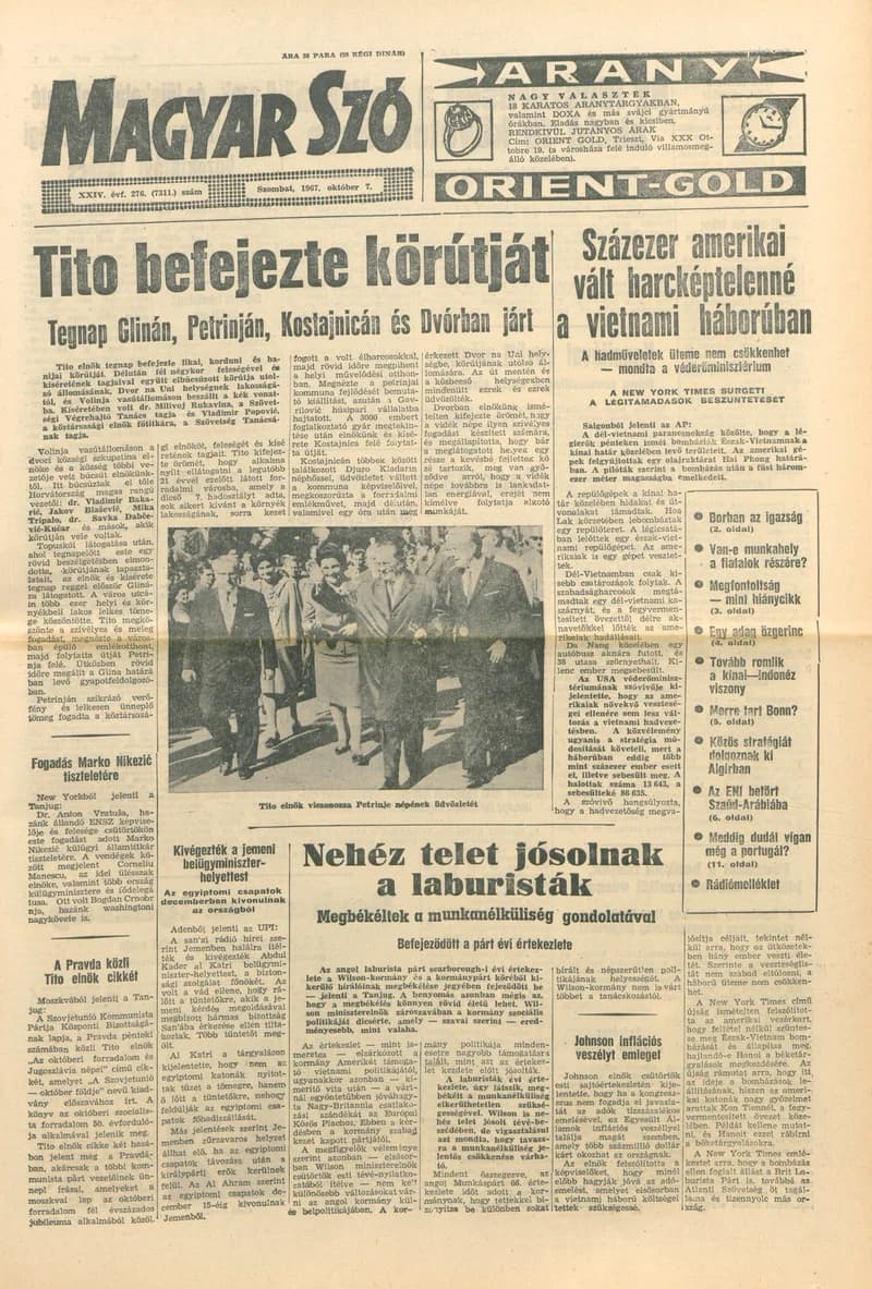 Magyar Szó, 24. évf. 1967. október 7. 276. sz. 1–12. oldal