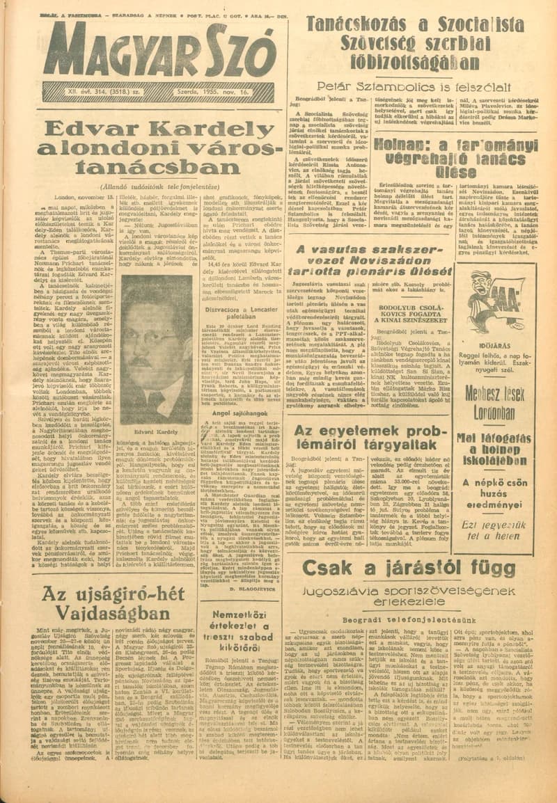 Magyar Szó, 12. évf. 1955. november 16. 314. sz. 1–8. oldal