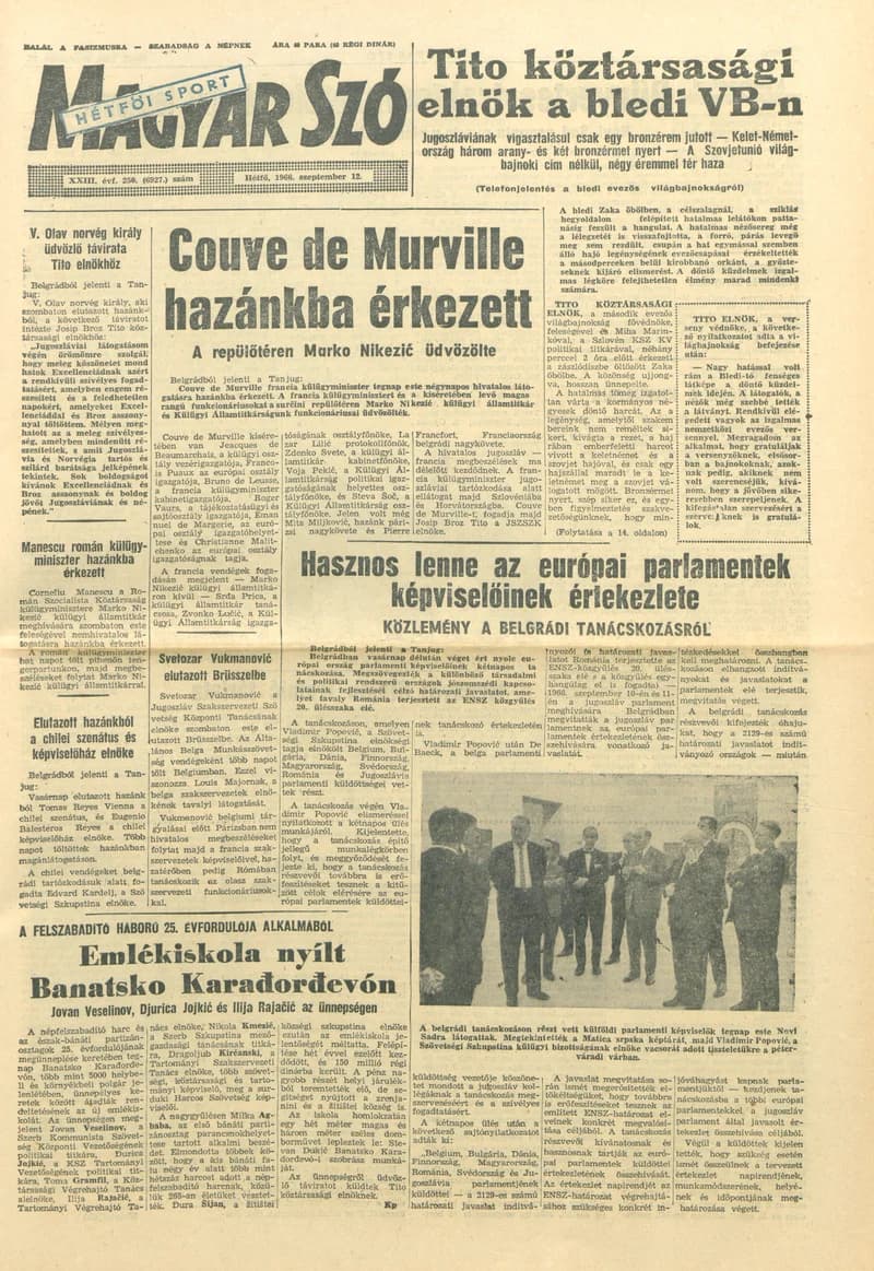 Magyar Szó, 23. évf. 1966. szeptember 12. 250. sz.