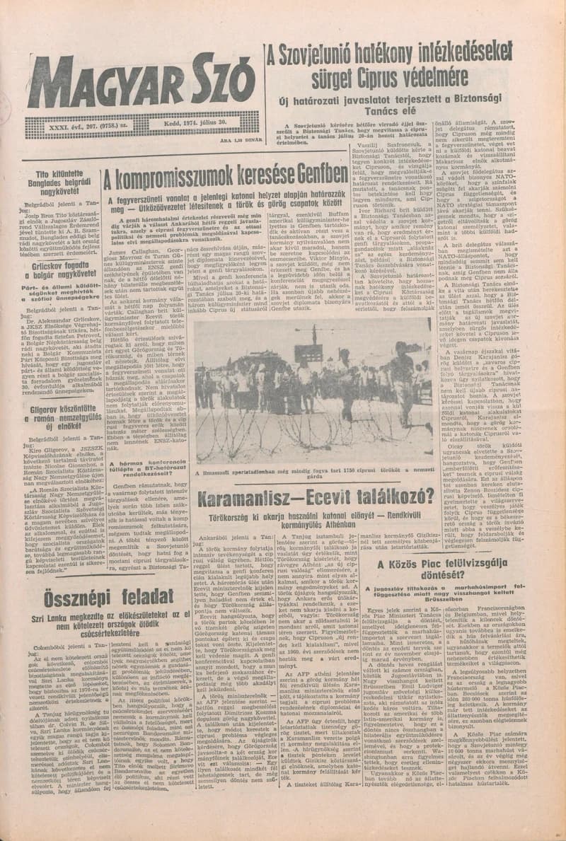 Magyar Szó, 31. évf. 1974. július 30. 207. sz. 1–16. oldal