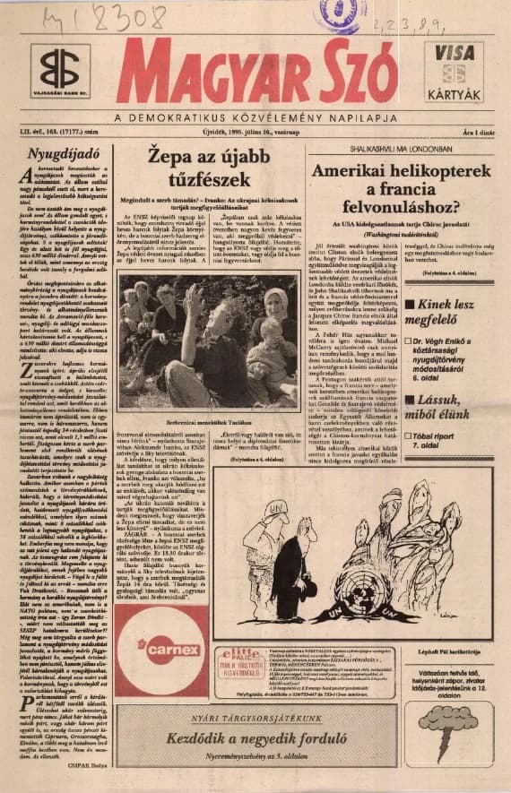 Magyar Szó, 52. évf. 1995. július 16. 163. sz. 1–24. oldal