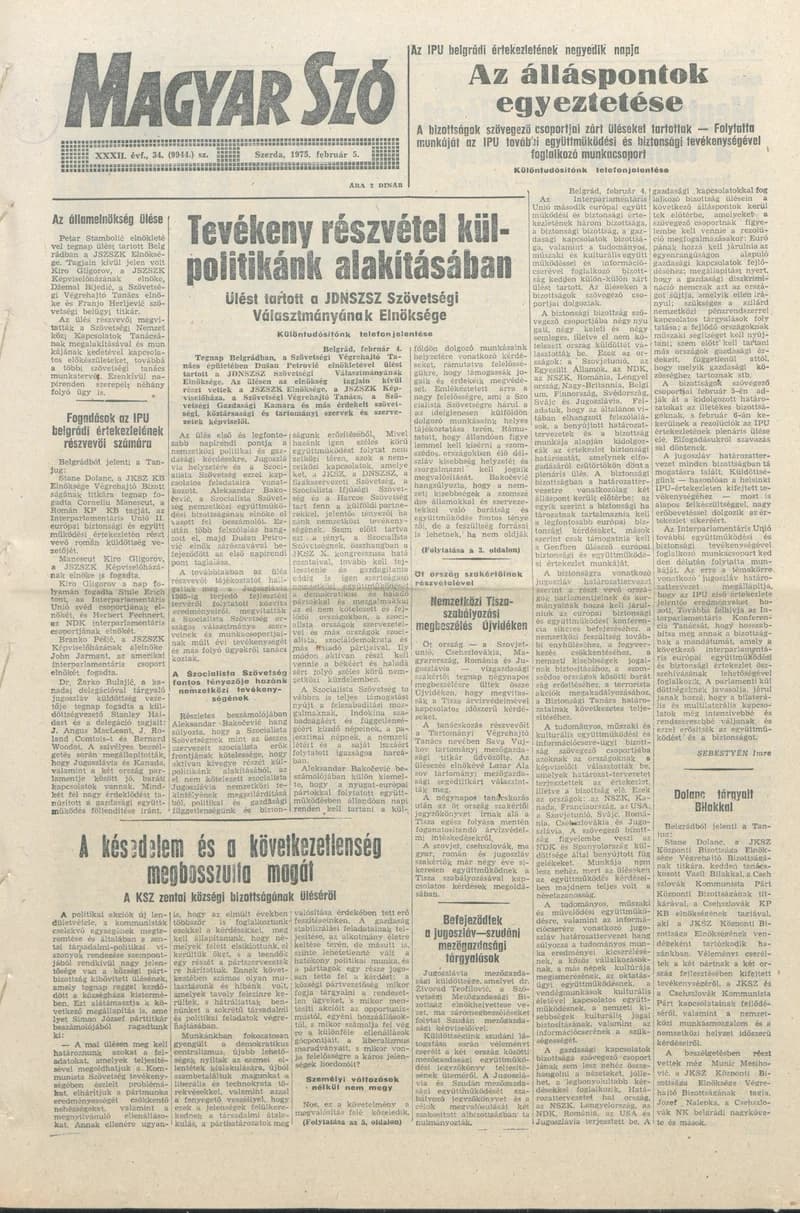 Magyar Szó, 32. évf. 1975. február 5. 34. sz.