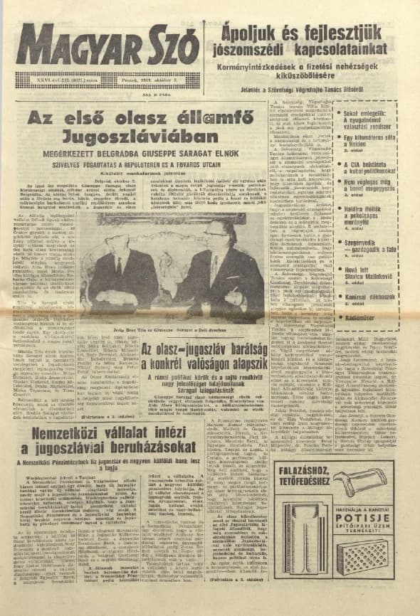 Magyar Szó, 26. évf. 1969. október 3. 273. sz. 1–12. oldal