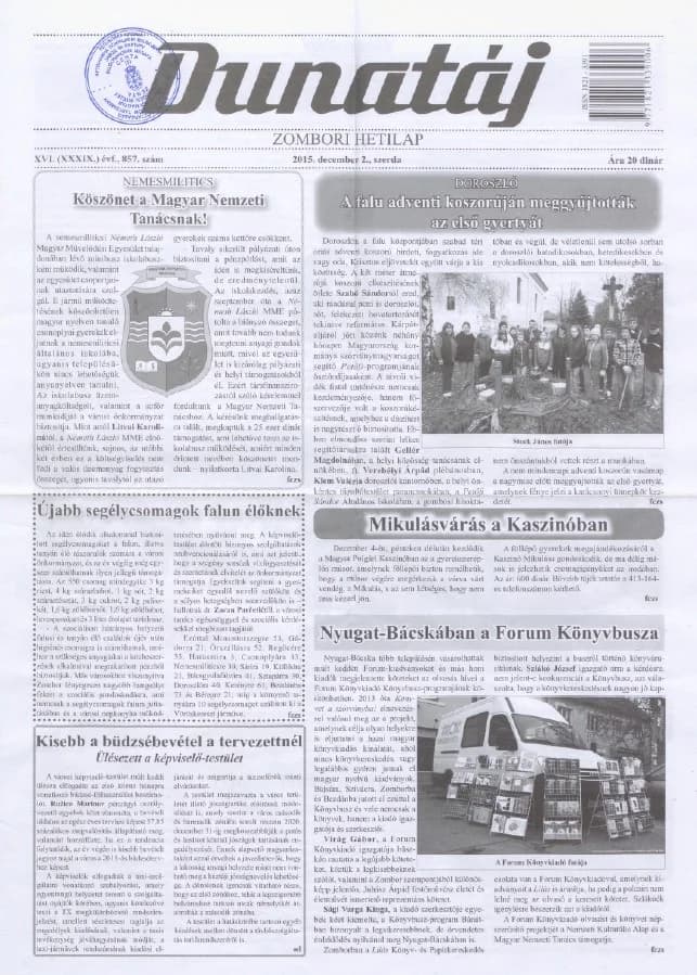 Dunatáj, 17. évf. 2015. december 2. 857. sz.