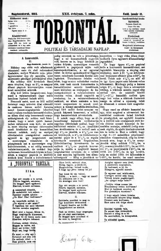 Torontál, 22. évf. 1893. január 10. 7. sz.
