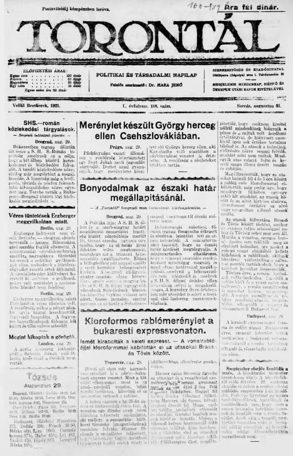 Torontál, 50. évf. 1921. augusztus 31. 189. sz.