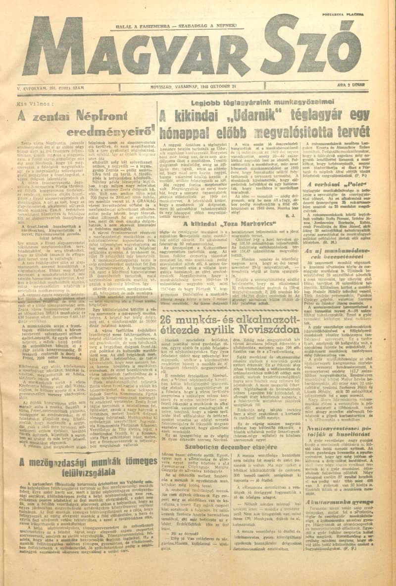 Magyar Szó, 5. évf. 1948. október 24. 255. sz. 1–4. oldal
