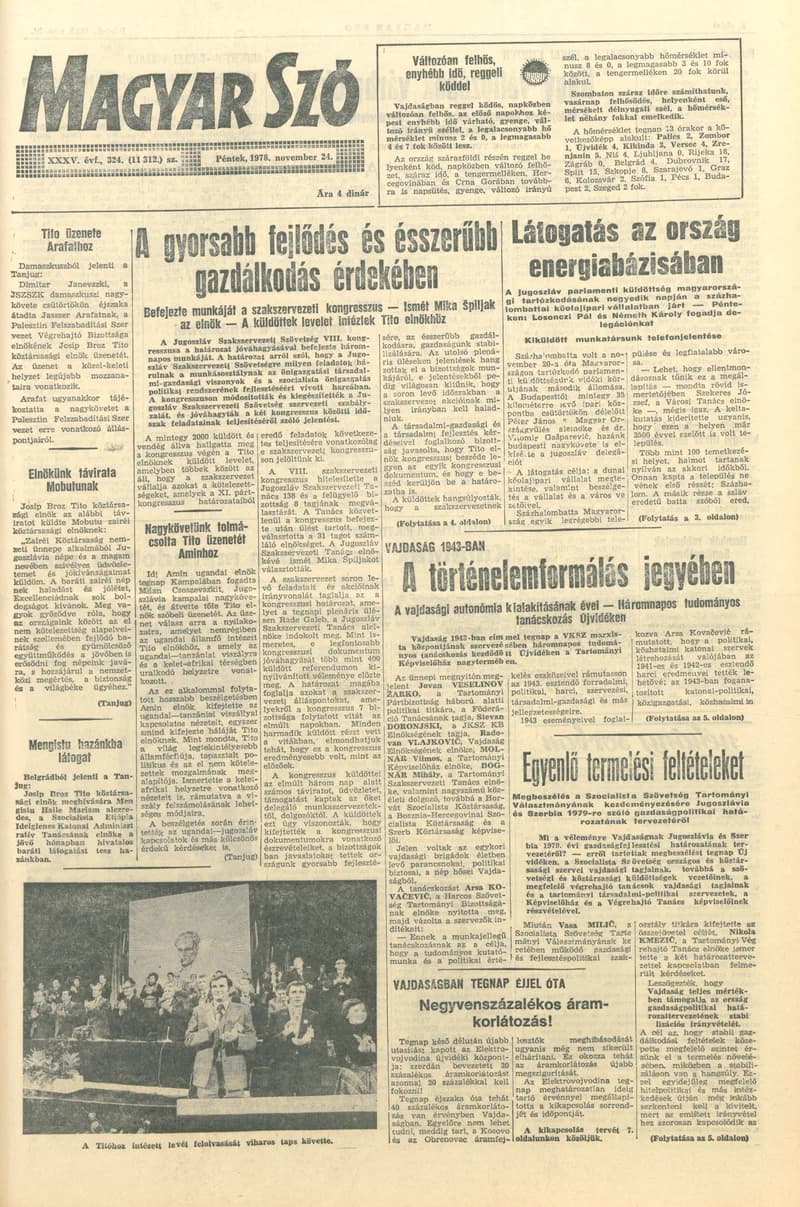 Magyar Szó, 35. évf. 1978. november 24. 324. sz. 1–24. oldal