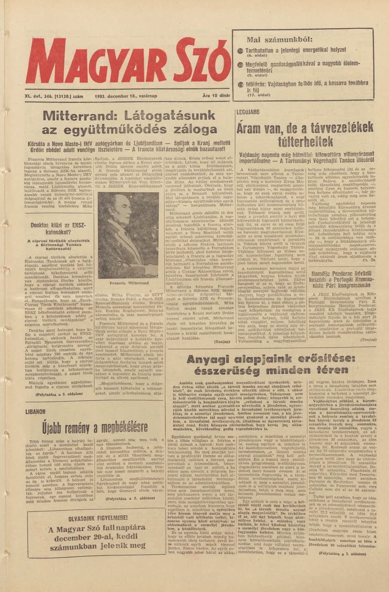 Magyar Szó, 40. évf. 1983. december 18. 346. sz.