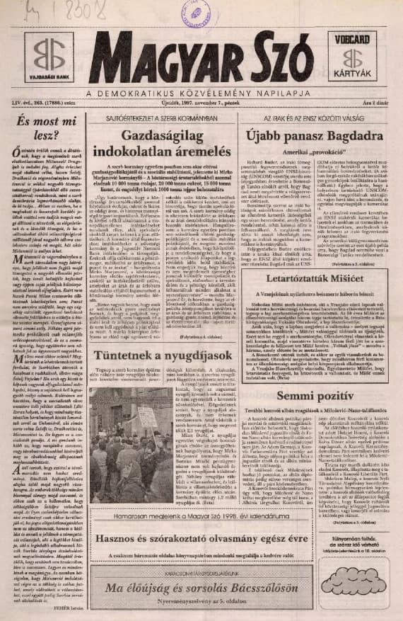 Magyar Szó, 54. évf. 1997. november 7. 263. sz. 1–16. oldal