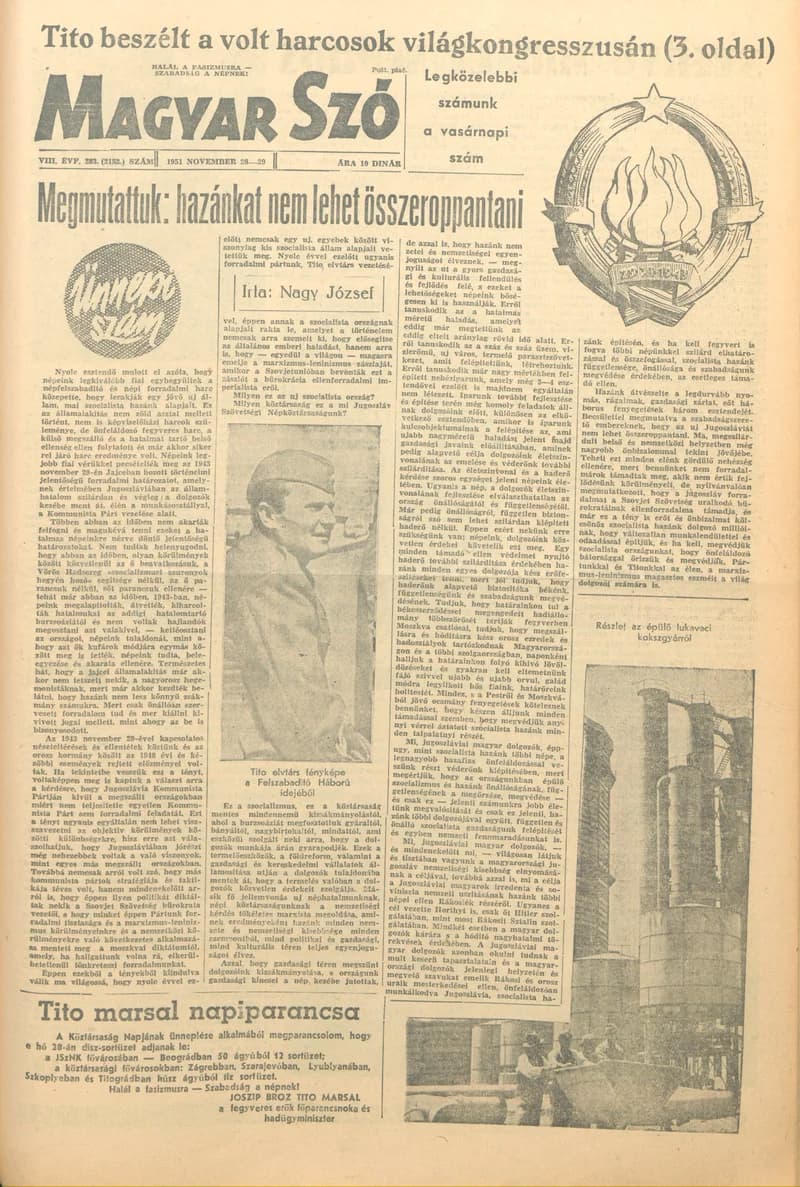 Magyar Szó, 8. évf. 1951. november 28. – 29. 283. sz. 1–12. oldal