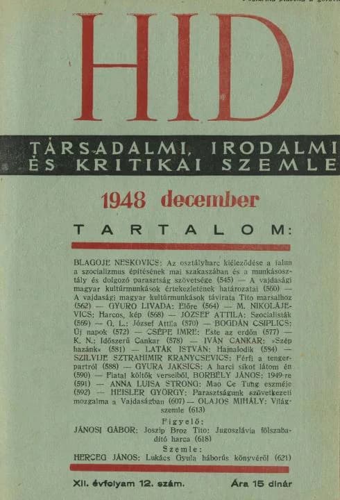 Híd, 12. évf. 1948. december. 12. sz. 545–624. oldal
