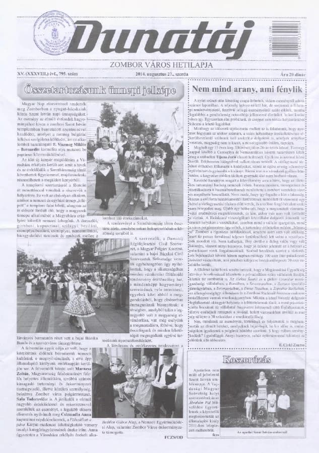Dunatáj, 16. évf. 2014. augusztus 27. 795. sz.