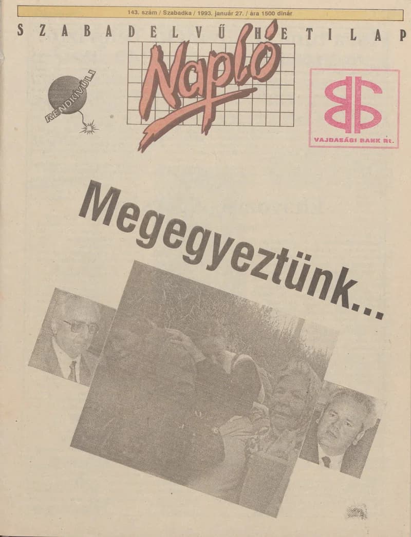 Napló - Szabadelvű hetilap, 4. évf. 1993. január 27. 143. sz.