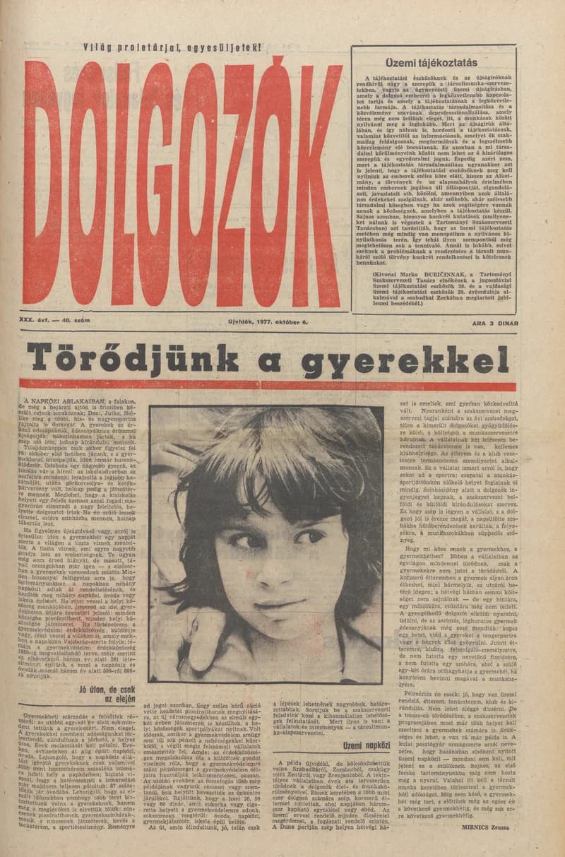 Dolgozók, 31. évf. 1977. október 6. 40. sz.