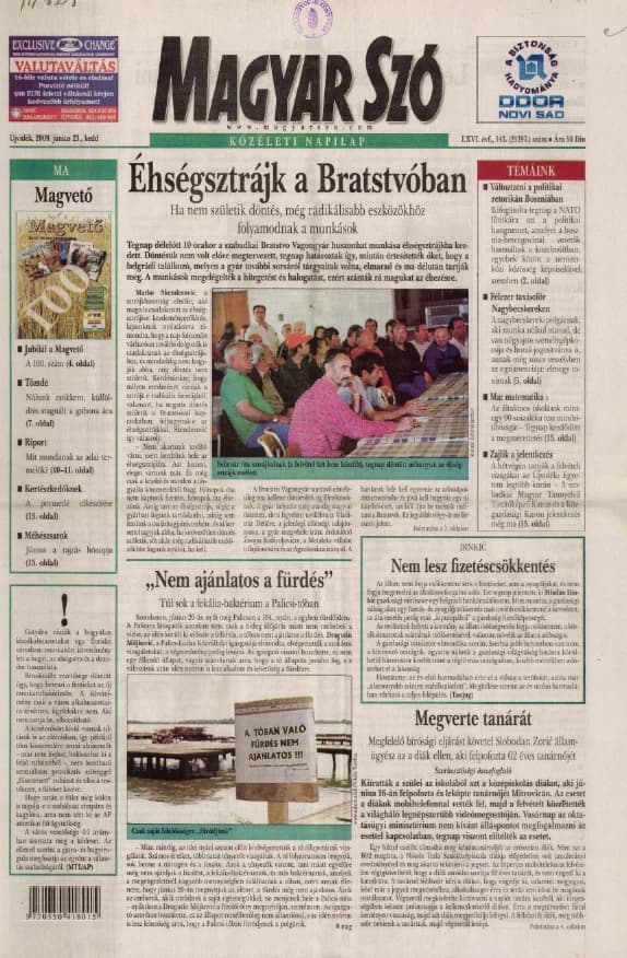 Magyar Szó, 66. évf. 2009. június 23. 143. sz. 1–20. oldal