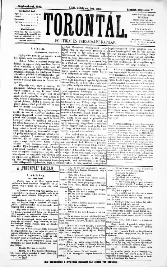 Torontál, 22. évf. 1893. szeptember 2. 201. sz.
