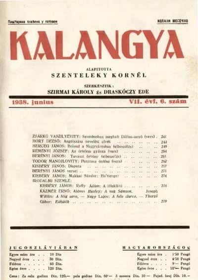 Kalangya, 7. évf. 1938. június. 6. sz. 241–287. oldal