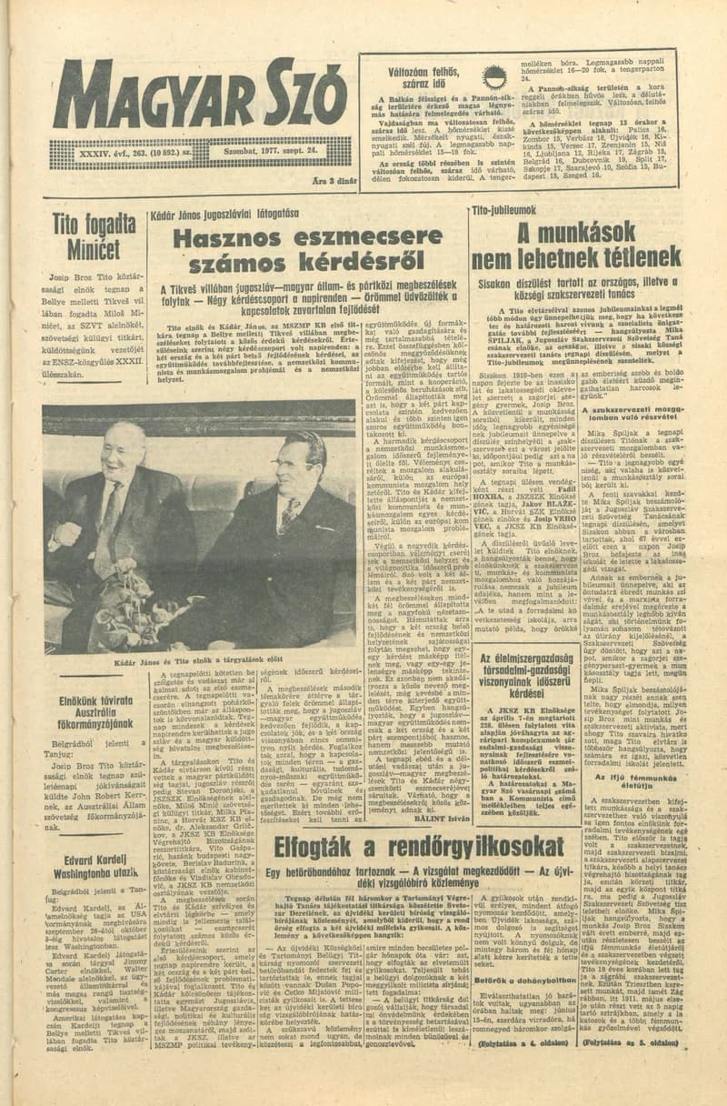 Magyar Szó, 34. évf. 1977. szeptember 24. 263. sz.