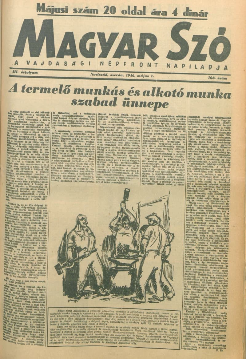 Magyar Szó, 3. évf. 1946. május 1. 103. sz. 1–20. oldal