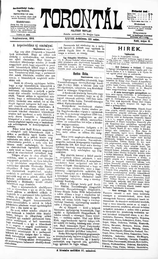 Torontál, 28. évf. 1899. május 16. 111. sz.