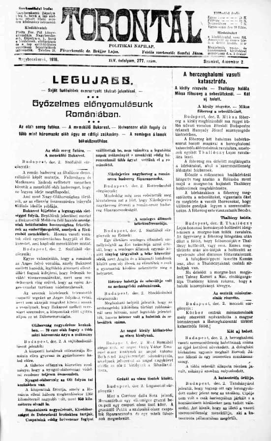 Torontál, 45. évf. 1916. december 2. 277. sz.