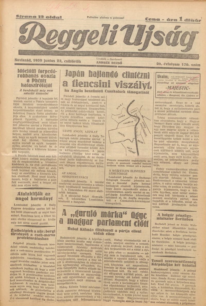 Reggeli Újság, 20. évf. 1939. június 22. 170. sz.