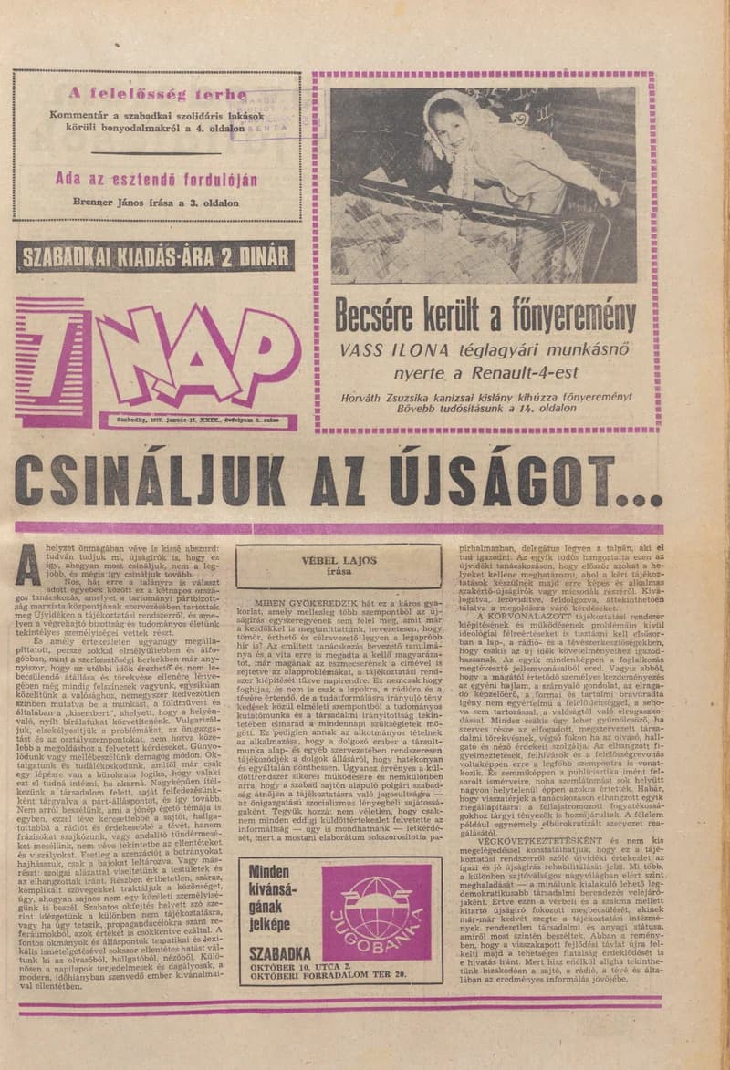 7 Nap, 30. évf. 1975. január 17. 2. sz. 1–28. oldal