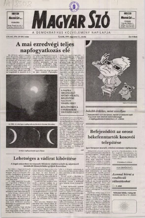 Magyar Szó, 56. évf. 1999. augusztus 11. 178. sz. 1–16. oldal