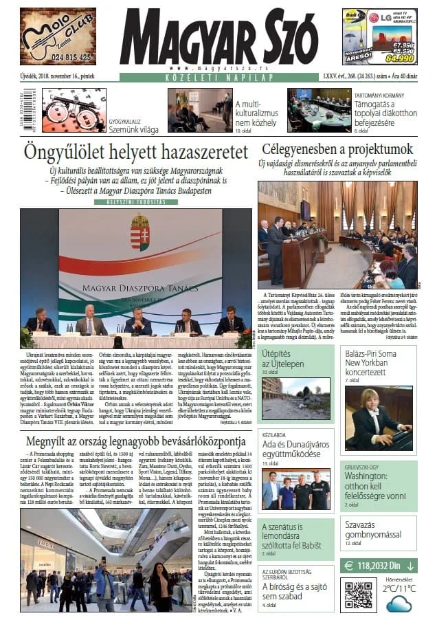 Magyar Szó, 75. évf. 2018. november 16. 268. sz. 1–16. oldal