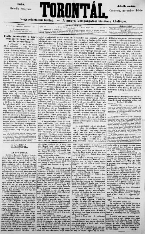 Torontál, 7. évf. 1878. november 14. 46. sz.