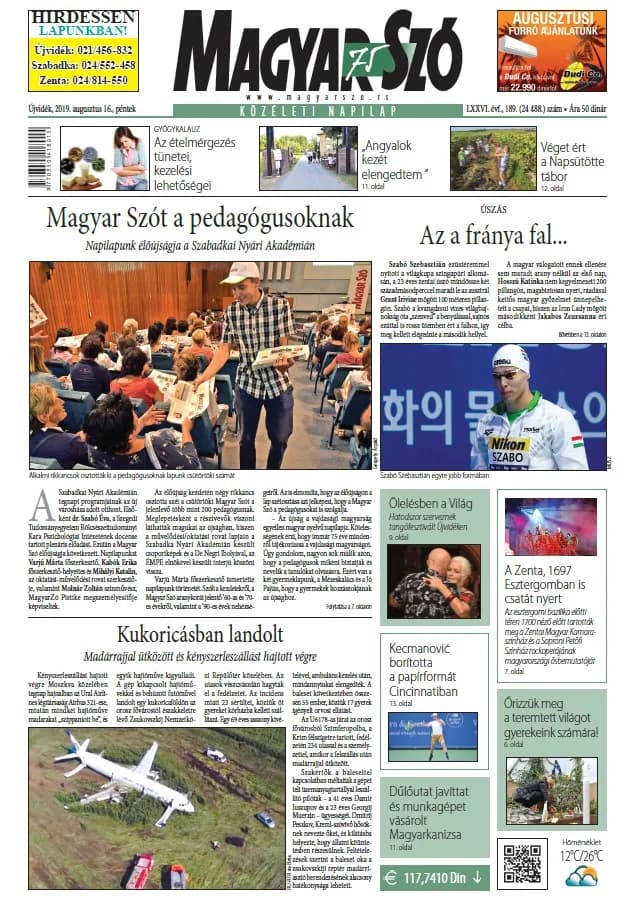 Magyar Szó, 76. évf. 2019. augusztus 16. 189. sz. 1–16. oldal