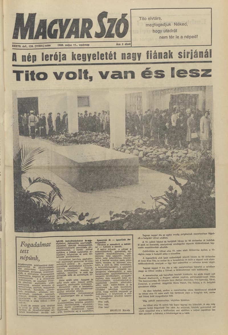 Magyar Szó, 37. évf. 1980. május 11. 128. sz. 1–32. oldal