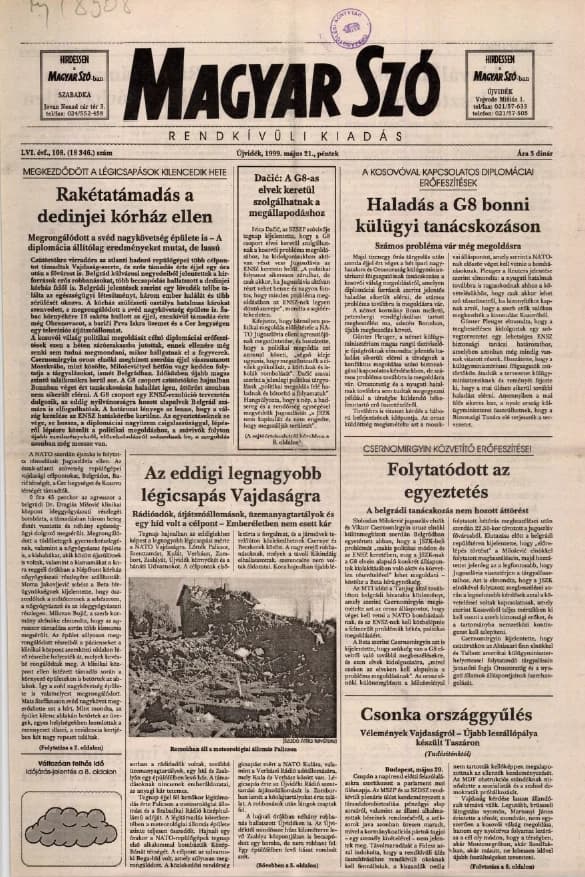 Magyar Szó, 56. évf. 1999. május 21. 108. sz. 1–8. oldal