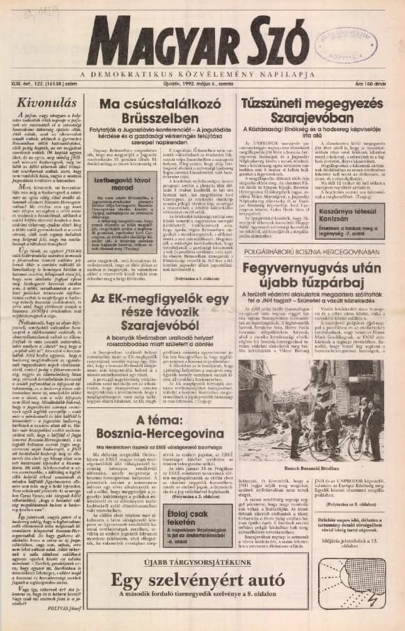 Magyar Szó, 49. évf. 1992. május 6. 122. sz. 1–16. oldal