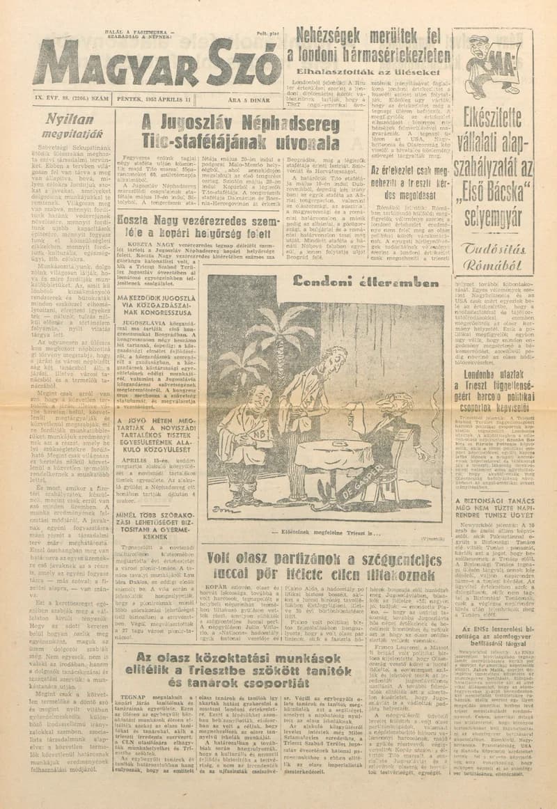 Magyar Szó, 9. évf. 1952. április 11. 88. sz. 1–4. oldal