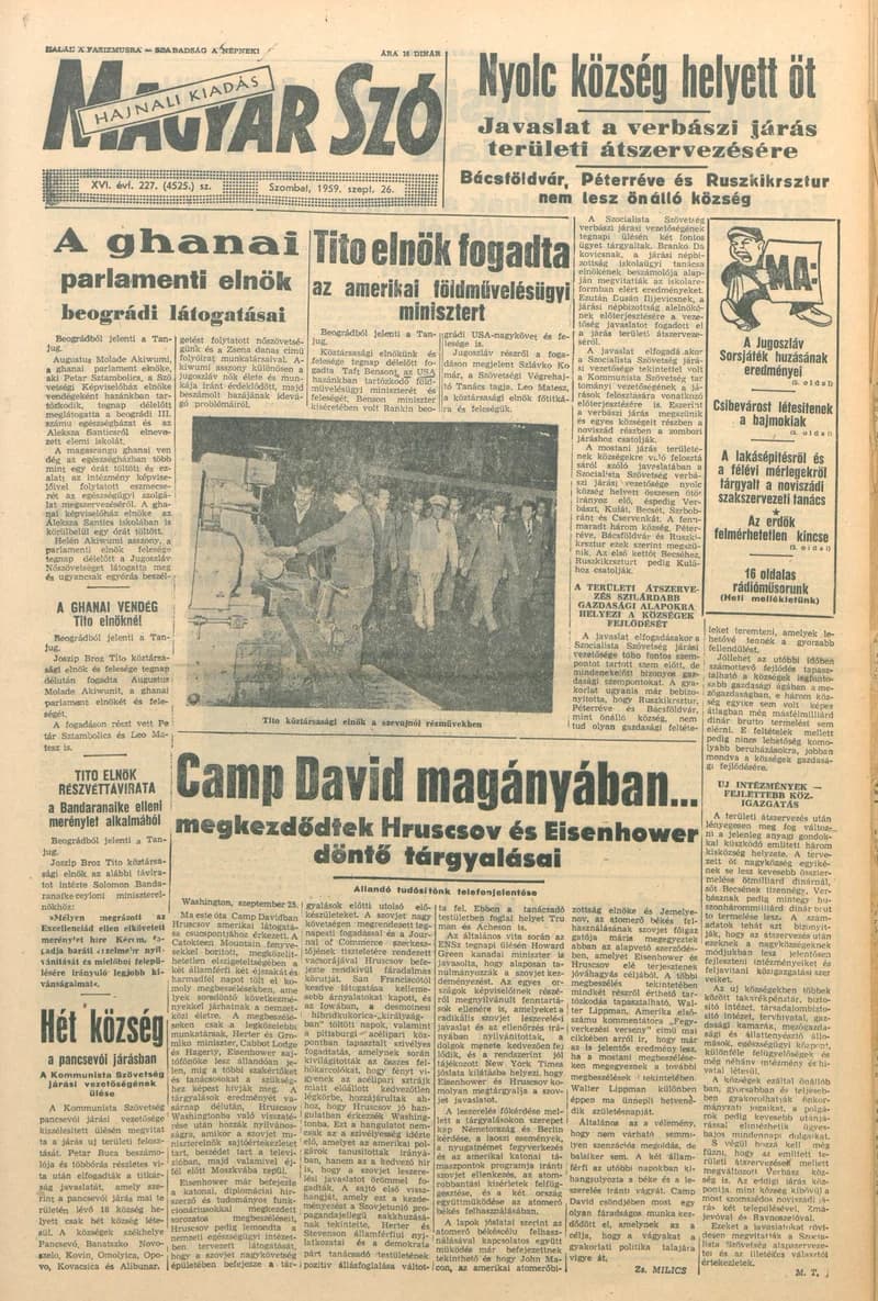 Magyar Szó, 16. évf. 1959. szeptember 26. 227. sz. 1–22. oldal