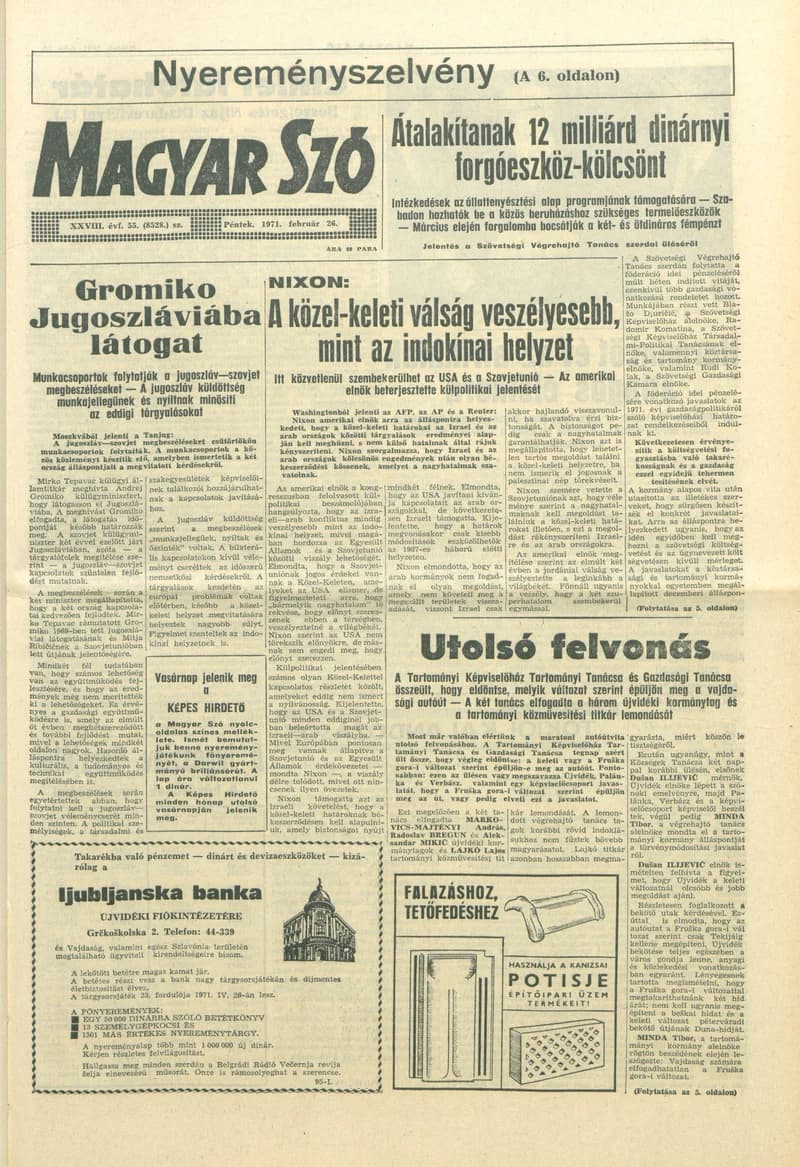 Magyar Szó, 28. évf. 1971. február 26. 55. sz. 1–12. oldal