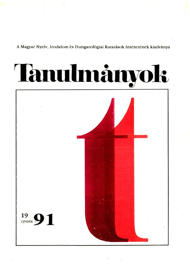 Tanulmányok, 21. évf. 1991. 24. sz. 1–196. oldal